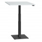 Mobile Preview: ergon mono Mini Tisch höhenverstellbar mit Gaslift Schreibtisch für Home Office Gestellfarbe schwarz Platte weiß 80cmx78cm mit kleiner Bodenplatte
