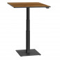 Mobile Preview: ergon mono Mini Tisch höhenverstellbar mit Gaslift Schreibtisch für Home Office Gestellfarbe schwarz Platte Zwetschke Dekor 80cmx78cm mit kleiner Bodenplatte
