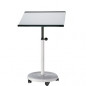 Preview: officeplus Steh-Sitz-Rolls, Stehpult, höhenverstellbar 72-113 cm, Gestell lichtgrau, Rollen, Tischplatte neigbar, rechteckig, halbrund, Dekor wählbar