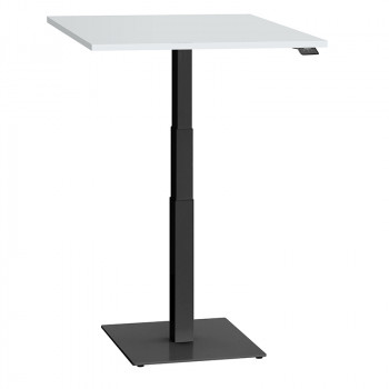ergon mono Mini Tisch höhenverstellbar mit Gaslift Schreibtisch für Home Office Gestellfarbe schwarz Platte weiß 80cmx78cm mit kleiner Bodenplatte