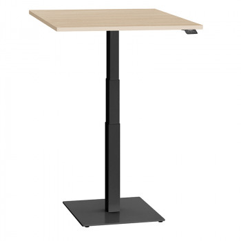 ergon mono Mini Tisch elektrisch höhenverstellbarer Schreibtisch für Home Office Gestellfarbe schwarz Platte Buche Dekor 80cmx78cm mit kleiner Bodenplatte