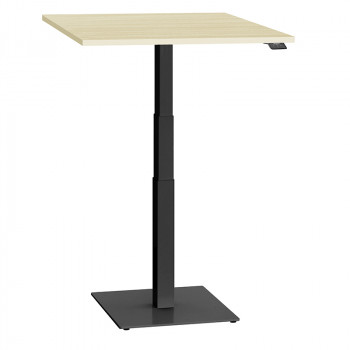 ergon mono Mini Tisch elektrisch höhenverstellbarer Schreibtisch für Home Office Gestellfarbe schwarz Platte Ahorn Dekor 80cmx78cm mit kleiner Bodenplatte