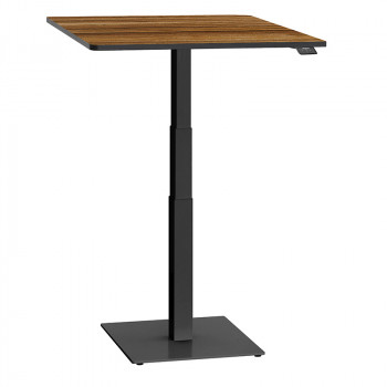 ergon mono Mini Tisch höhenverstellbar mit Gaslift Schreibtisch für Home Office Gestellfarbe schwarz Platte Zwetschke Dekor 80cmx78cm mit kleiner Bodenplatte