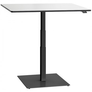 ergon mono Mini Tisch höhenverstellbar mit Gaslift Schreibtisch für Home Office Gestellfarbe schwarz Platte weiß mit schwarzer Kante Umleimer 100x80 cm