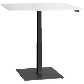 ergon mono Mini Tisch höhenverstellbar mit Gaslift Schreibtisch für Home Office Gestellfarbe schwarz Platte weiß 100x80 cm