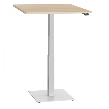 ergon mono Mini Tisch elektrisch höhenverstellbarer Schreibtisch für Home Office Gestellfarbe weiss Platte Buche Dekor 80cmx78cm mit kleiner Bodenplatte