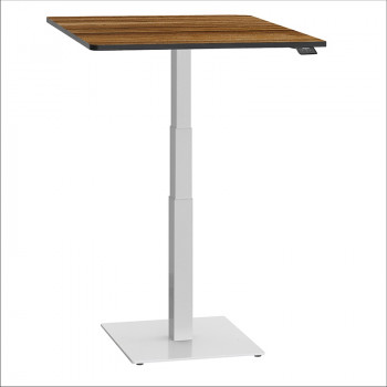 ergon mono Mini Tisch höhenverstellbar mit Gaslfeder Höhenverstellung Schreibtisch für Home Office Gestellfarbe weiß Platte Zwetschke Dekor 80cmx78cm
