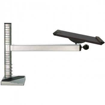 Tisch-Stehpult desk easy von officeplus, Gestellfarbe silber, 48 cm hoch, Auslegearm 60 cm lang, drehbar, Pultplatte 52x42 cm, Tischplatte wählbar