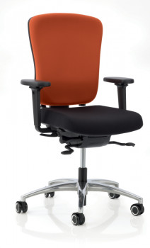 Köhl Multiplo 4700 Bürodrehstuhl schwarz / rot Fußgestell poliert mit Armlehnen mit hoher Rückenlehne  Vorderansicht bei Büro-Goertz und Buero-Ideen.de