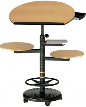 officeplus Stehpult Rolls Comfort plus, Gestell schwarz, höhenverstellbar, Fußstützring, Pultplatte neigbar, halbrund oder rechteckig, Dekor wählbar