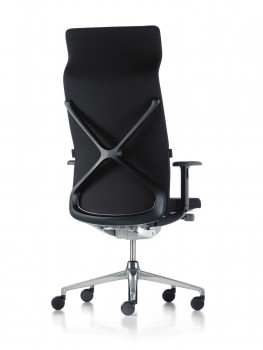 Preview: sedus crossline cn-103 Chefsessel hohe Rückenlehne und mit Kopfstütze bei Büro-Goertz Darmstadt hier Kunststoffteile schwarz und Fußkreuz Alu poliert