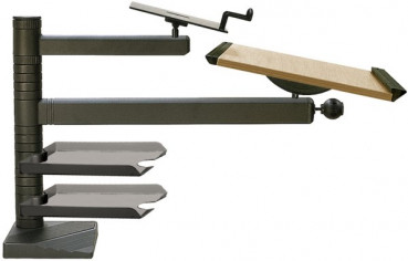 officeplus Tisch-Stehpult desk easy, Gestellfarbe schwarz, 48 cm hoch, Auslegearm 60 cm, Telefonboard, 2 Briefschalen, Pultplatte 52x42 cm