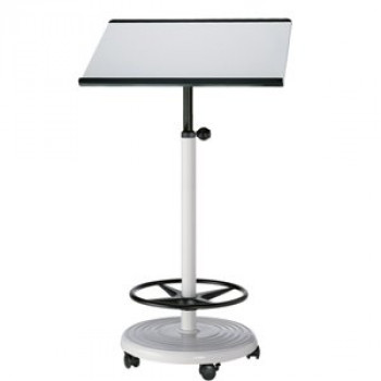 officeplus Stehpult Rolls Comfort, Gestell lichtgrau, höhenverstellbar, auf Rollen, kippsicher, Tischplatte halbrund oder rechteckig, Dekor wählbar
