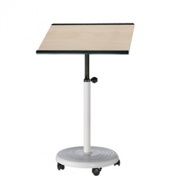 officeplus Steh-Sitz-Rolls, Stehpult, höhenverstellbar 72-113 cm, Gestell lichtgrau, Rollen, Tischplatte neigbar, rechteckig, halbrund, Dekor wählbar