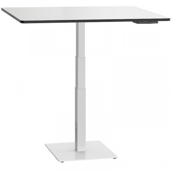 ergon mono Mini Tisch höhenverstellbar mit Gaslift Schreibtisch für Home Office Gestellfarbe weiss Platte weiß / Kante  schwarz 100x80 cm
