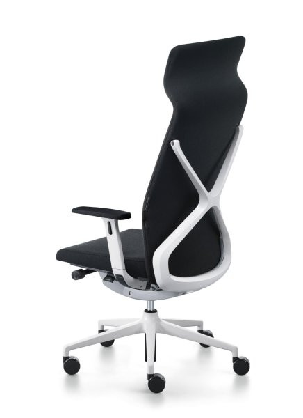 sedus crossline cn-103 Chefsessel hohe Rückenlehne und mit Kopfstütze bei Büro-Goertz Darmstadt hier Kunststoffteile weiß und Fußkreuz weiß
