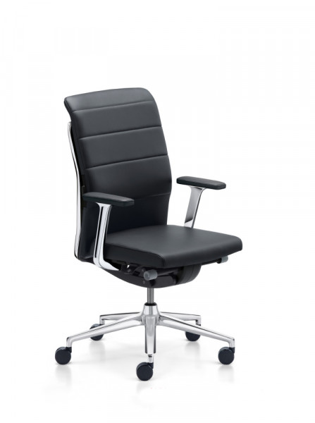 Chefsessel Ledersessel sedus crossline Prime cn-130 Buero-Ideen Vorderseite schwarzes Leder Armlehnen verchromt mit Lederpolster Rückenstreben verchromt Standardhöhe