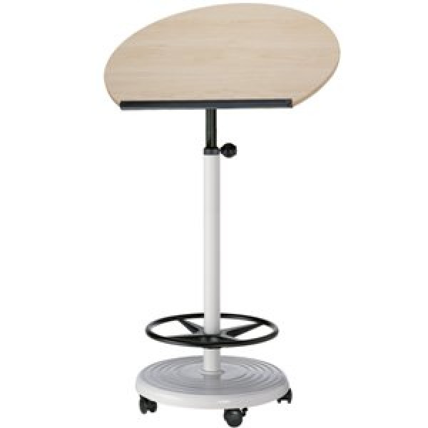 officeplus Stehpult Rolls Comfort, Gestell lichtgrau, höhenverstellbar, auf Rollen, kippsicher, Tischplatte halbrund oder rechteckig, Dekor wählbar