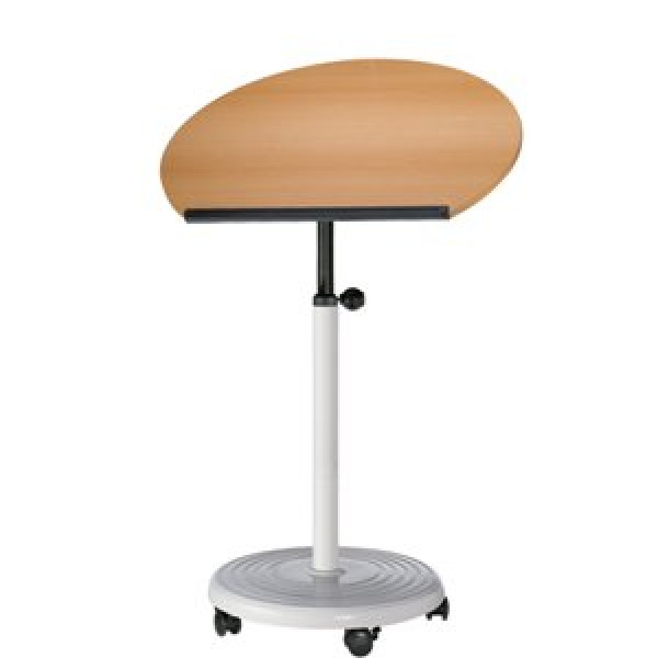 officeplus Steh-Sitz-Rolls, Stehpult, höhenverstellbar 72-113 cm, Gestell lichtgrau, Rollen, Tischplatte neigbar, rechteckig, halbrund, Dekor wählbar