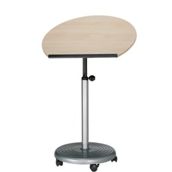 officeplus Steh-Sitz-Rolls, Gestell-Farbe silber, Gasfeder-Lift höhenverstellbar 72-113cm,  auf Rollen, Arbeitsplatte neigbar, Form/Farbe wählbar