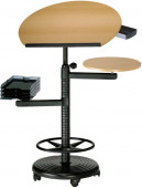 officeplus Stehpult Rolls Comfort plus, Gestell schwarz, höhenverstellbar, Fußstützring, Pultplatte neigbar, halbrund oder rechteckig, Dekor wählbar