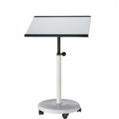 officeplus Steh-Sitz-Rolls, Stehpult, höhenverstellbar 77-119 cm, Gestell lichtgrau, Rollen, Tischplatte neigbar, rechteckig, halbrund, Dekor wählbar